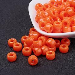 Rouge Orange Perles européennes opaques acrylique, baril, rouge-orange, 9x6mm, trou: 4 mm, environ 1900 pcs / 500 g