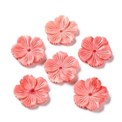 Salmon Synthetic Shell Dyed Beads, Flower, Salmon, 19x19x4mm, Hole: 1.6mm