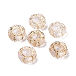 Clear Plating Transparent Acrylic Beads, Golden Metal Enlaced, Flower, Clear, 10x4mm, Hole: 1.6mm, 1770pcs/500g