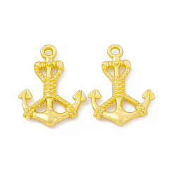 Matte Gold Color Rack Plating Alloy Pendants, Cadmium Free & Lead Free & Nickle Free, Anchor Charms, Matte Gold Color, 24.5x18x2.5mm, Hole: 2mm