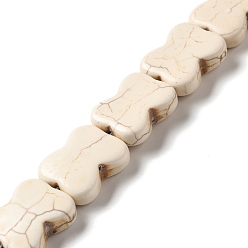 Cordón Viejo Hilos de perlas sintéticas teñidas de turquesa, hueso, encaje antiguo, 20x16.5x7 mm, agujero: 1.2 mm, sobre 19 unidades / cadena, 14.88'' (37.8 cm)