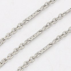 Stainless Steel Color 304 Stainless Steel Cable Chains, Decorative Chain, with Rectangle Connector, Soldered, Stainless Steel Color, 2x2mm