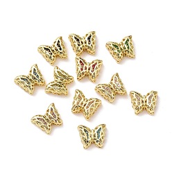 Mixed Color Eco-friendly Brass Cubic Zirconia Multi-Strand Links, Cadmium Free & Lead Free, Butterfly, Golden, Mixed Color, 10x12x5mm, Hole: 1.2mm