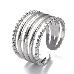 Stainless Steel Color 304 Stainless Steel Open Cuff Ring Jewelry for Woman, Stainless Steel Color, US Size 7(17.3mm), 7~13.5mm