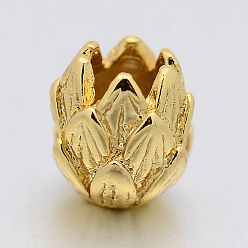 Золотой Латунь лотоса бисером, изготовление ювелирных изделий будды, золотые, 8x7 мм, отверстие : 2 мм
