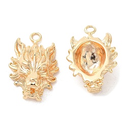 Real 18K Gold Plated Brass Pendants, Wolf Charm, Real 18K Gold Plated, 25x17x13mm, Hole: 2mm