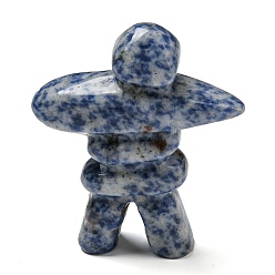 Punto Piedra Azul Figuras de forma humana curativas talladas de jaspe de punto azul natural, decoraciones de exhibición de piedra de energía reiki, 65~67x52~55x19~19.5 mm