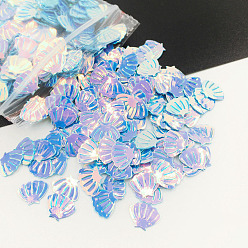 Light Sky Blue Shell PVC Nail Art Glitter Sequins, Manicure Decorations, UV Resin Filler, for Epoxy Resin Slime Jewelry Making, Light Sky Blue, 7mm
