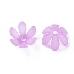 Violet Transparent Acrylic Beads, Frosted, Flower, Violet, 19x17x10mm, Hole: 3mm, about 764pcs/500g