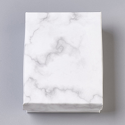 Blanc Boîtes à bijoux en carton, rectangle, avec une éponge noire à l'intérieur, blanc, 9.1x7.1x2.8 cm, taille intérieure: 8.5x6.4 cm