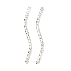 Platinum Rack Plating Brass Curved Tube Beads, Cadmium Free & Lead Free, Long-Lasting Plated, Platinum, 30x1.5mm, Hole: 0.9mm