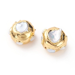 Oro Perlas barrocas naturales perlas cultivadas de agua dulce, cubierto con latón, dorado, 15~19x21~32 mm, agujero: 1.2 mm