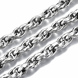 Stainless Steel Color 304 Stainless Steel Rope Chains, with Spool, Unwelded, Stainless Steel Color, 14.3x10.7x3.5mm, about 16.4 Feet(5m)/roll