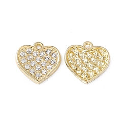 Light Gold Acumular colgantes de aleación de revestimiento, con diamantes de imitación de cristal, corazón, la luz de oro, 14.5x14.5x2 mm, agujero: 1.4 mm