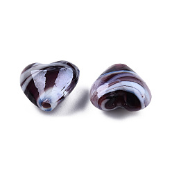 Pourpre Perles lampwork, perles au chalumeau, faits à la main, nacré, pourpre, 16x16x8.5mm, Trou: 1.4mm