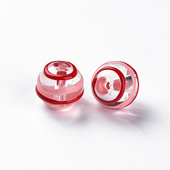 Red Transparent Glass Beads, with Enamel, Round, Red, 12x11.5mm, Hole: 1.5~1.8mm