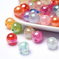 Mixed Color Transparent Crackle Acrylic Beads, AB Color, Round, Mixed Color, 8mm, Hole: 2.5mm, 1800pcs/500g