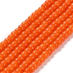 Оранжево-Красный Стеклянные бусины, имитация нефрита , круглые, оранжево-красный, 2~2.5 мм, отверстие : 0.6 мм, около 173~180 шт / нитка, 14.57''~14.84'' (37~37.7 см)