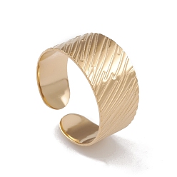 Chapado en Oro Real de 14K Chapado en iones (ip) 304 anillos abiertos texturizados de acero inoxidable para mujer, real 14 k chapado en oro, tamaño de EE. UU. 6 3/4 (17.1 mm)