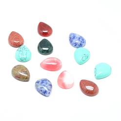 Mixed Stone Natural & Synthetic Mixed Stone Cabochons, Mixed Style, teardrop, Mixed Color, 25x18x6mm