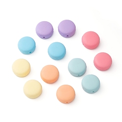 Couleur Mélangete Perles focales en silicone écologiques de qualité alimentaire, perles à mâcher pour les jouets de dentition, Diy soins infirmiers colliers faisant, macaron, couleur mixte, 17x10mm, Trou: 2mm