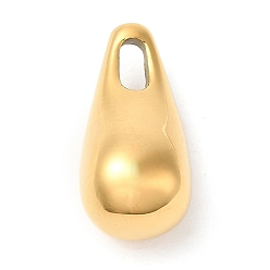 Golden Ion Plating(IP) 304 Stainless Steel Pendants, Teardrop Charm, Golden, 19x9.5x9.5mm, Hole: 4X2.5mm