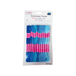 Dodger Blue 12 Skeins 12 Colors 6-Ply Polyester Embroidery Floss, Cross Stitch Threads, Gradient Color, Dodger Blue, 0.4mm, about 8.75 Yards(8m)/Skein