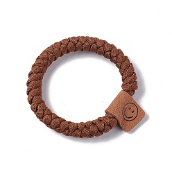 Saddle Brown Solid Cloth Elastic Braided Hair Ties, Smiling Face Hair Accessories for Women Girls, Saddle Brown, 7mm, Inner Diameter: 41mm