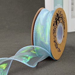 Светло-Голубой Полиэстер органза лента, для упаковки подарков, изготовление галстука-бабочки, плоский, Небесно-голубой, 1-5/8 дюйм (40 мм), около 9.84 ярдов (9 м) / рулон