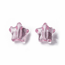 Pink Perles acryliques transparentes, étoiles, rose, 9x9.5x5.5mm, Trou: 2mm, environ2000 pcs / 500 g