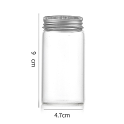 Серебро Колонна стеклянная винтовая верхняя трубка для хранения шариков, прозрачные стеклянные бутылки с алюминиевыми губками, серебряные, 4.7x9 см, емкость: 120 мл (4.06 жидких унций)