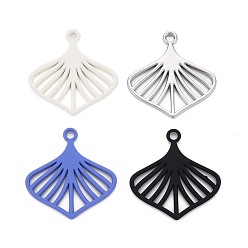 Mixed Color Rack Plating Spray Painted Alloy Pendants, Cadmium Free & Lead Free, Fan, Mixed Color, 23x22x1.5mm, Hole: 1.8mm