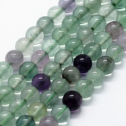 Fluorite Natural Fluorite Beads Strands, Round, 6mm, Hole: 0.5mm, about 63pcs/strand,  14.96 inch(38cm)