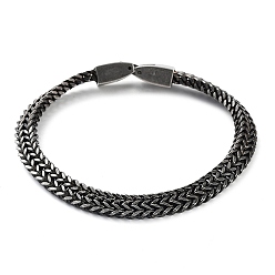 Bronze 304 bracelets à chaîne double couche tendance en acier inoxydable, freiner gourmettes, cadeaux de bijoux pour hommes, gris anthracite, 8-1/2 pouces (21.5cm)x0.67cm