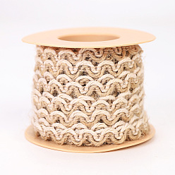 Antique White Natural Hollow-Out Burlap Lace Ribbon, Hemp Ribbon for DIY Craft Party Wrapping, Antique White, 1/4 inch(5mm), about 5.47 Yards(5m)/Roll