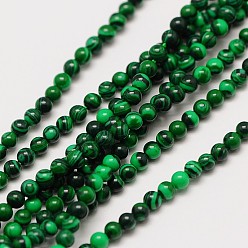 Malachite Imported Synthetic Malachite Round Beads Strands, Dyed, 2mm, Hole: 0.8mm, about 184pcs/strand, 16 inch