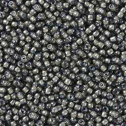 (371) Inside Color Black Diamond/White Lined Toho perles de rocaille rondes, perles de rocaille japonais, (371) couleur intérieure diamant noir / doublé blanc, 11/0, 2.2mm, Trou: 0.8mm, environ5555 pcs / 50 g
