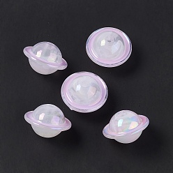 Purple UV Plating Rainbow Iridescent Acrylic Beads, Planet, Purple, 22.5x15mm, Hole: 3.5mm