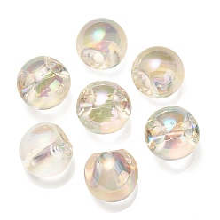 Verge D'or Pâle Placage uv transparent perles acryliques irisées arc-en-ciel, ronde, verge d'or pale, 18.5mm, Trou: 4mm