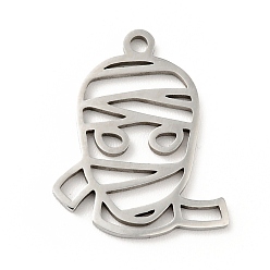 Stainless Steel Color 201 Stainless Steel Pendants, Mummy, Stainless Steel Color, 18.5x15x1mm, Hole: 1.5mm