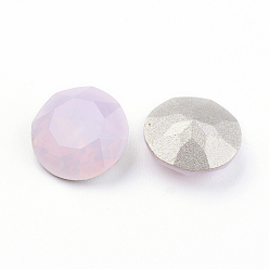 Rose Water Opal Pointed Back & Back Plated K9 Glass Rhinestone Cabochons, Grade A, Faceted, Flat Round, Rose Water Opal, 10x5mm