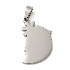 Stainless Steel Color 304 Stainless Steel Pendants, Stamping Blank Tag, Ghost Charm, Stainless Steel Color, 28x20x1.5mm, Hole: 7x4mm