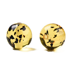 Verge D'or Pâle Des perles de résine transparentes, ronde, verge d'or pale, 12x11.5mm, Trou: 1.5~3mm