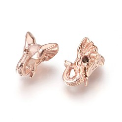 Oro Rosa 316 perlas quirúrgicas de acero inoxidable, elefante, oro rosa, 16x12.5x7.5 mm, agujero: 1.8 mm