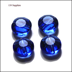 Bleu Imitations de perles de cristal autrichien, grade de aaa, facette, plat rond, bleu, 10x5mm, Trou: 0.9~1mm