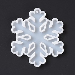 Белый Кулон снежинка силиконовые формы, формы для литья смолы, для уф-смолы, изготовление изделий из эпоксидной смолы, Новогодняя тема, белые, 81x70x6 мм, отверстие : 3 мм