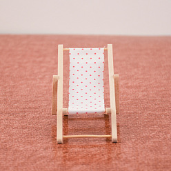 Pink Wood Beach Chair Model, Dollhouse Toy for 1:12 Scale Miniature Dolls, Pink, 110x57mm