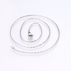 Stainless Steel Color 304 Stainless Steel Cable Chains Necklaces, with Lobster Claw Clasps, Stainless Steel Color, 16.5 inch(42cm), 1.6mm