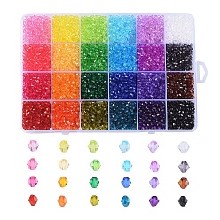 Mixed Color Transparent Acrylic Beads, Bicone, Mixed Color, 4x4mm, Hole: 1.5mm, about 7896pcs/box