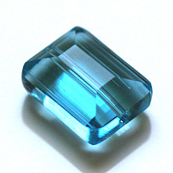 Deep Sky Blue Imitation Austrian Crystal Beads, Grade AAA, Faceted, Rectangle, Deep Sky Blue, 10x12x5.5mm, Hole: 0.9~1mm